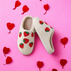 Sweet Strawberry Fluffy Home Slippers,Cute Slippers,Cartoon Cozy House Slides,Women Slippers,Embroidered Slippers,Gifts For Her - 5-PhotoRoom(1)