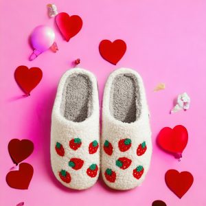 Sweet Strawberry Fluffy Home Slippers,Cute Slippers,Cartoon Cozy House Slides,Women Slippers,Embroidered Slippers,Gifts For Her - 6-PhotoRoom(1)