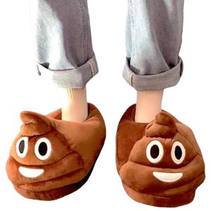 Unisex Poop Cartoon Indoor Thickening Warm Plush Slippers Cozy Winter Shoes - 1-PhotoRoom