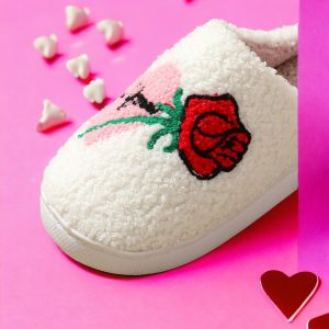 Valentines Day Rose Slippers,Comfortable Slippers,Cute Womens Slippers,Couple Slippers,Wedding Fuzzy Slippers,Home Gift - 7-PhotoRoom(1)
