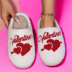Valentines Slippers, Womens Slippers, Heart Slippers, Cozy Slippers, Valentines Gift, Gift for Her, Valentine Slippers for Woman, 2024 - 1-PhotoRoom(1)