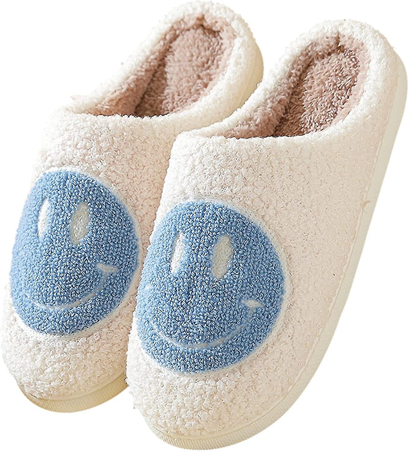 Cheerful and Comfortable Embracing the Joy of Blue Smiley Face Slippers