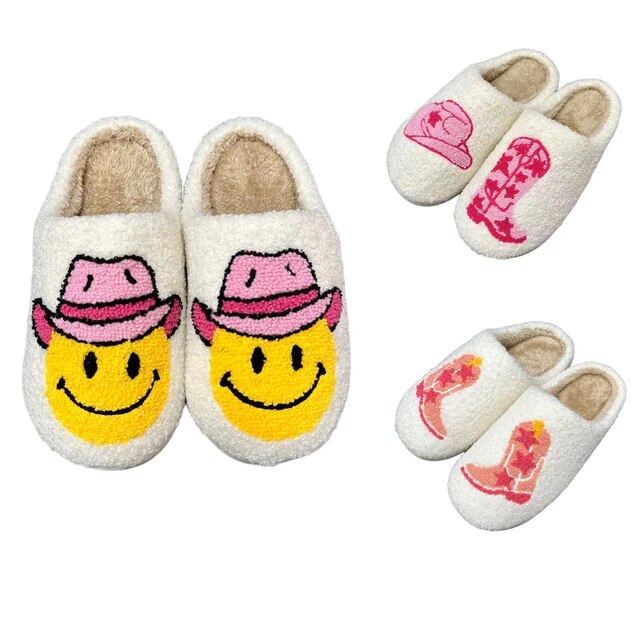 Cowboy Chic A Fusion of Western Charm and Smiley Face Slippers