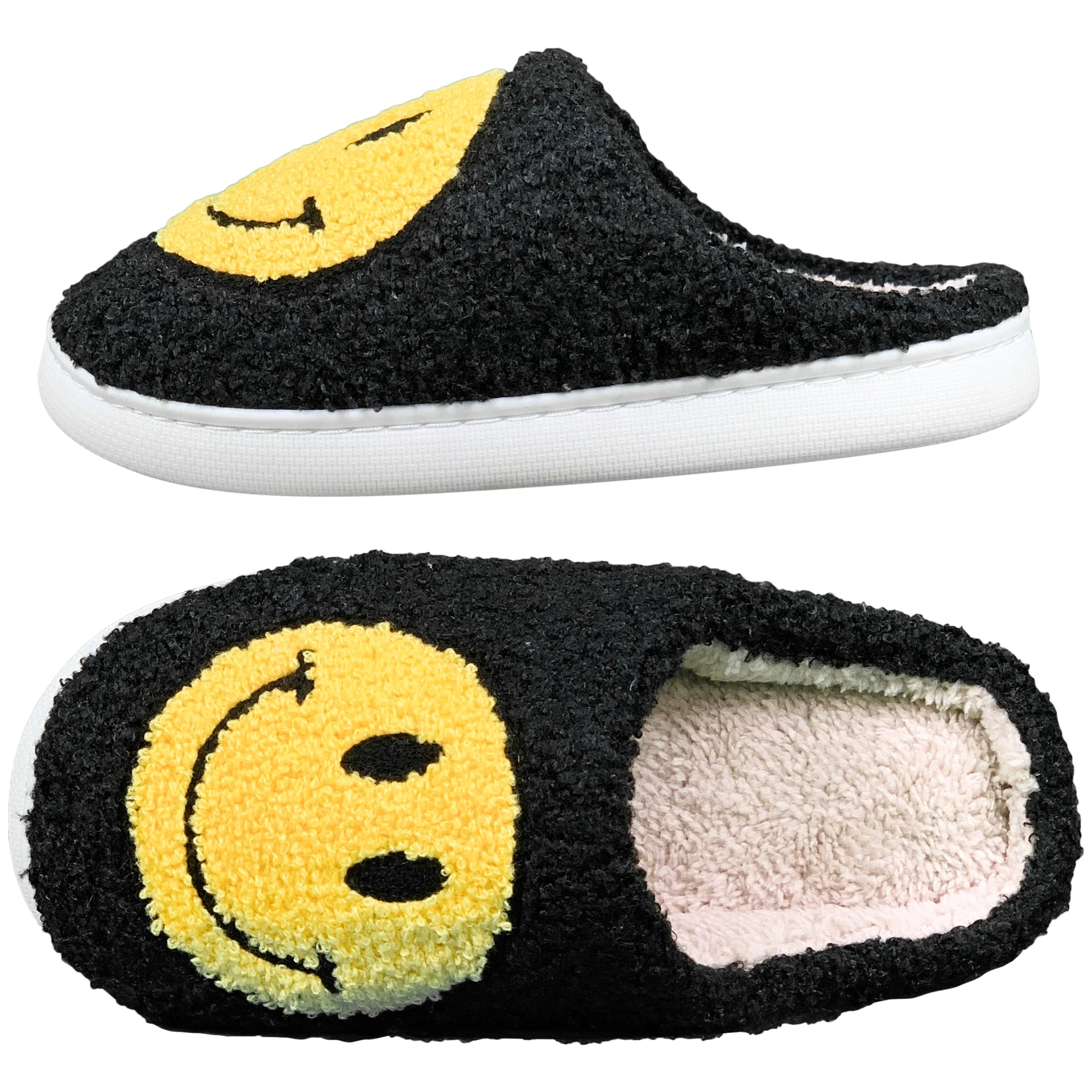 Wearing All Smiles A Fashion Journey with Black Smiley Face Slippers