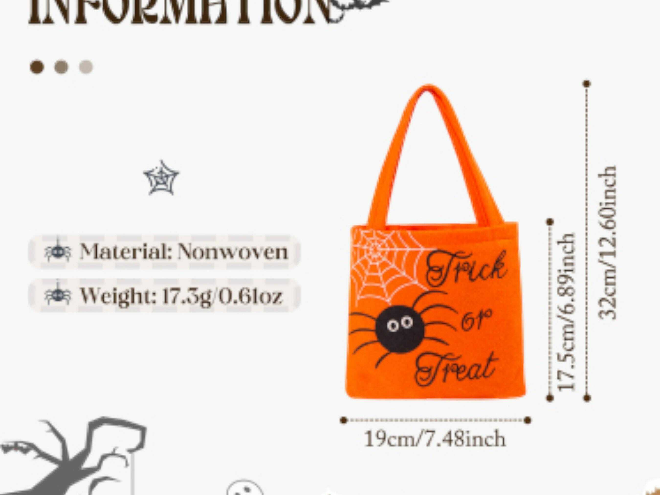 2024 Halloween Nonwoven Tote Bag - Lightweight Trick or Treat Bag, Perfect Gift for Spooky Season