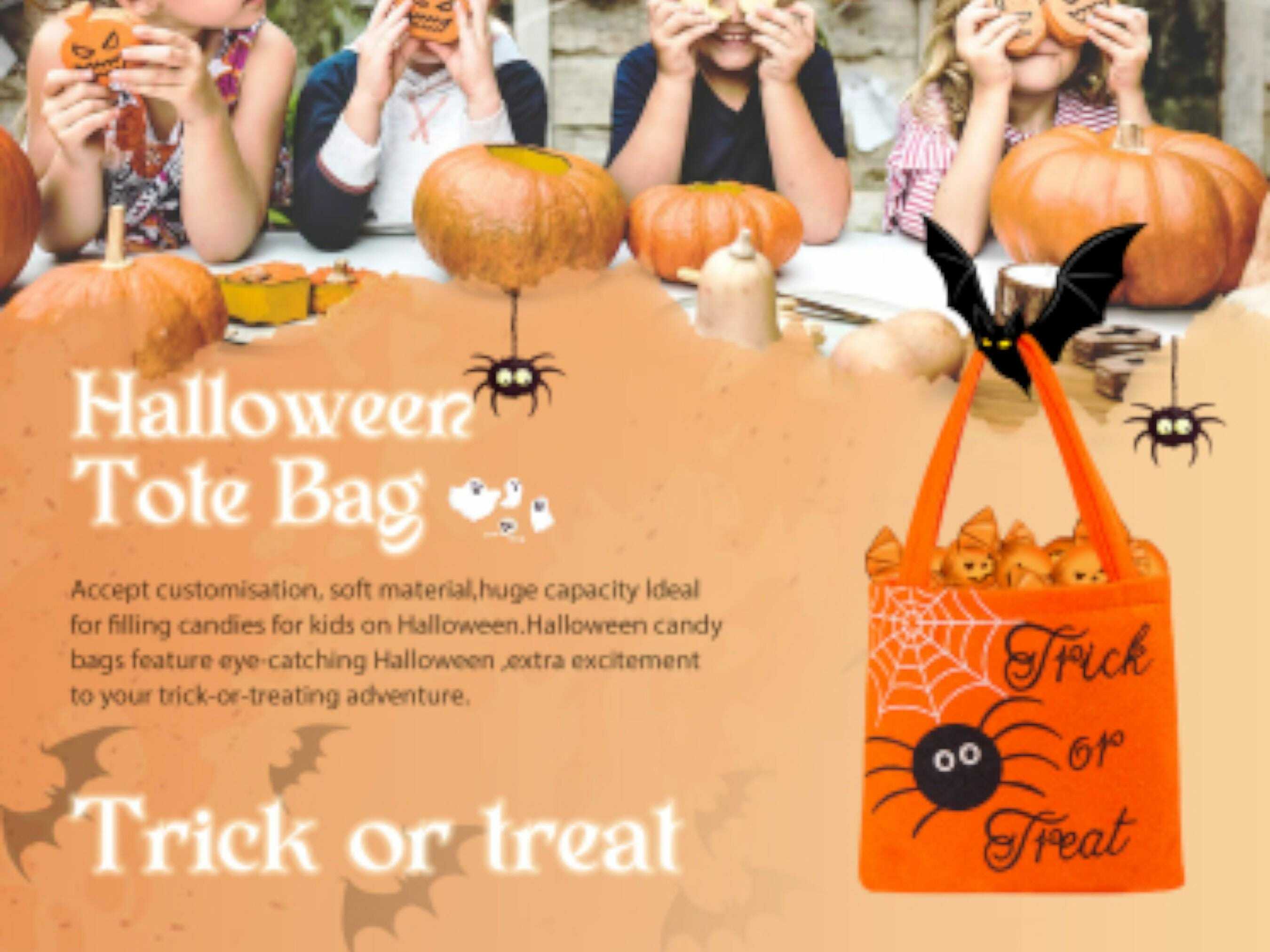 2024 Halloween Nonwoven Tote Bag - Lightweight Trick or Treat Bag, Perfect Gift for Spooky Season