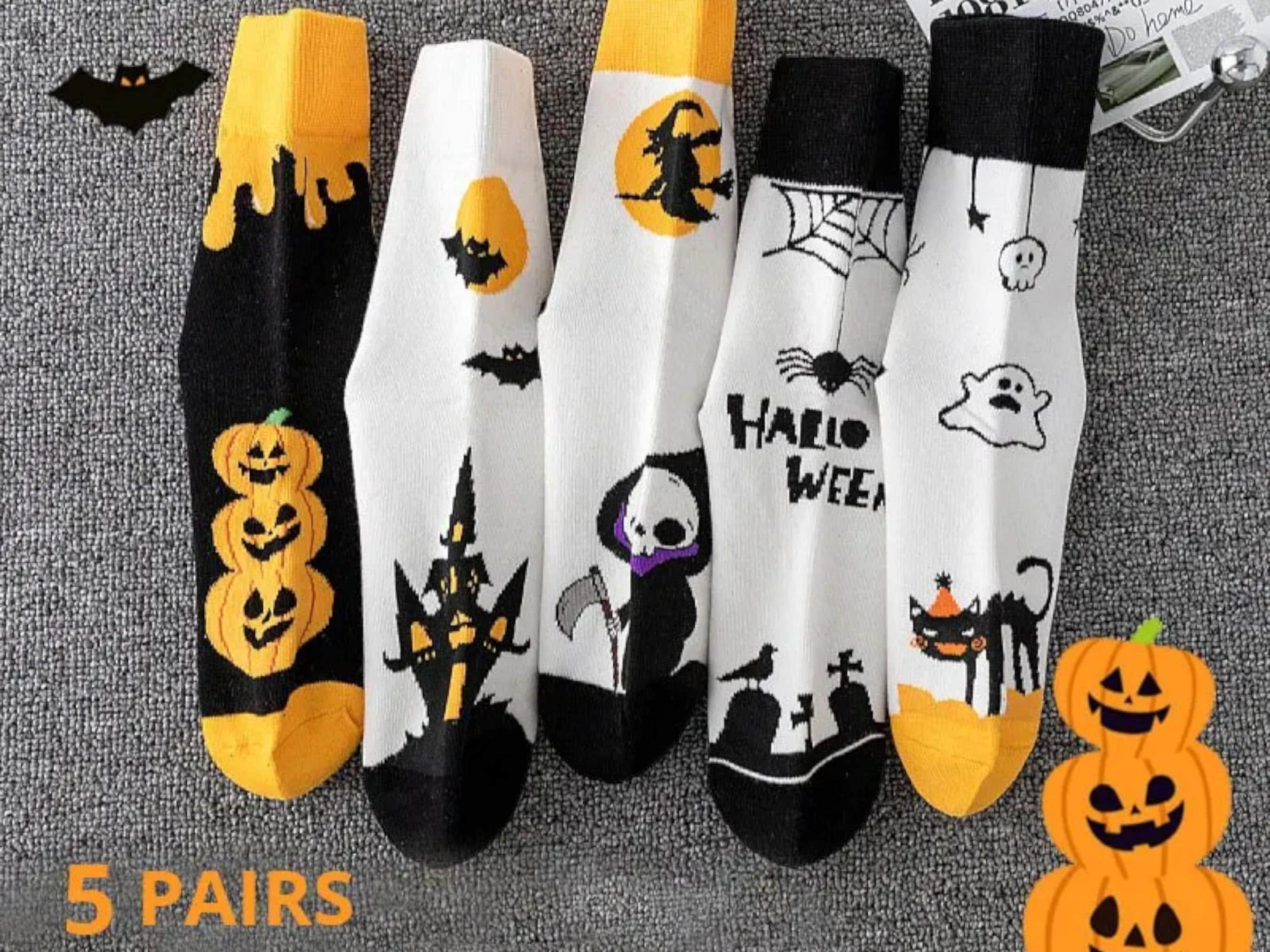 5 Pairs Halloween Novelty Graphic Slippers - Breathable, Comfortable Gift for Holiday Season