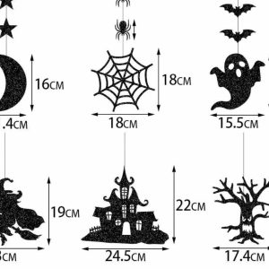 6pcs Halloween Hanging Banner Garland - Spooky Spider, Witch, Ghost, Bat Decor Festive Celebrations