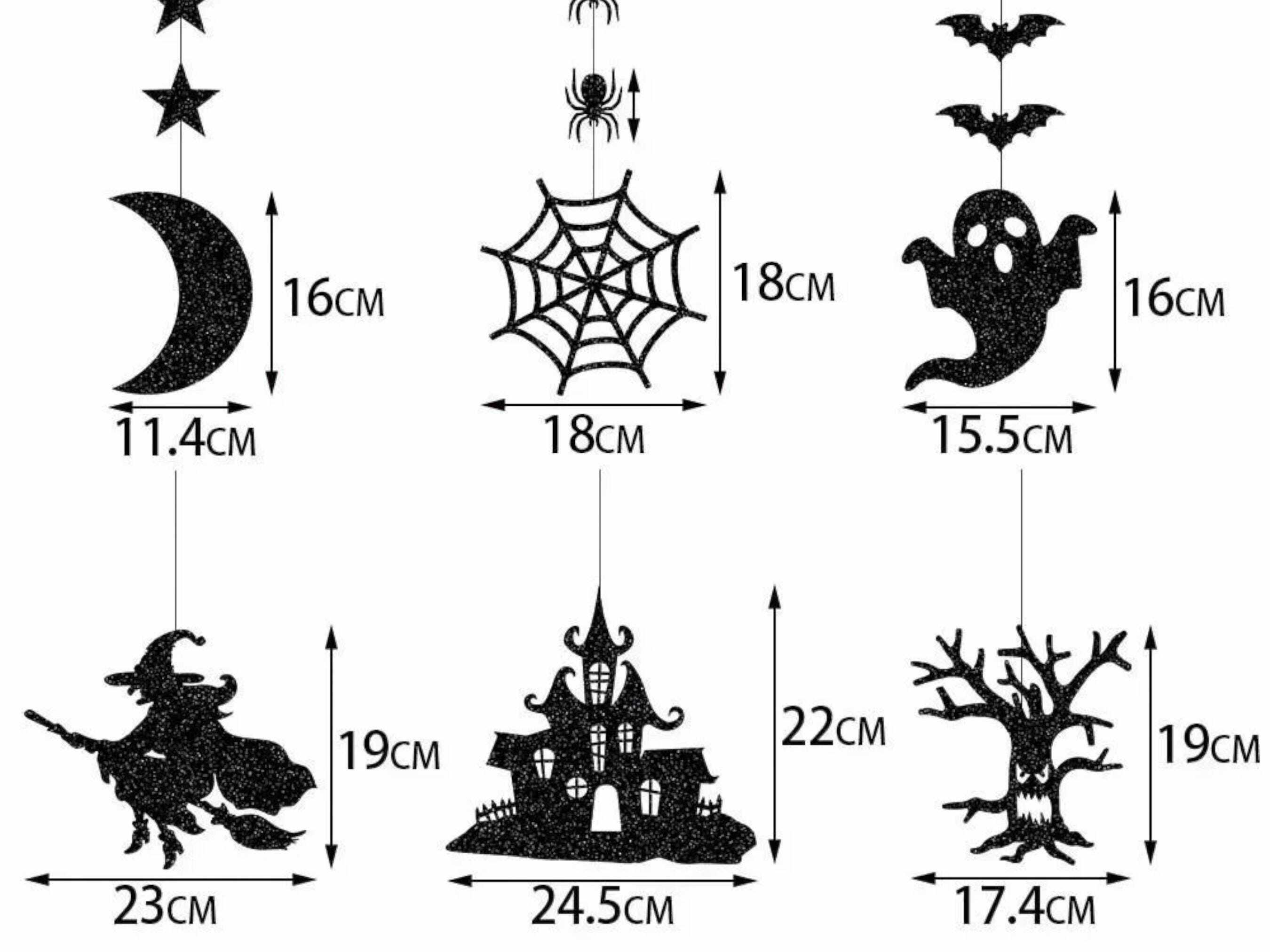 6pcs Halloween Hanging Banner Garland - Spooky Spider, Witch, Ghost, Bat Decor Festive Celebrations