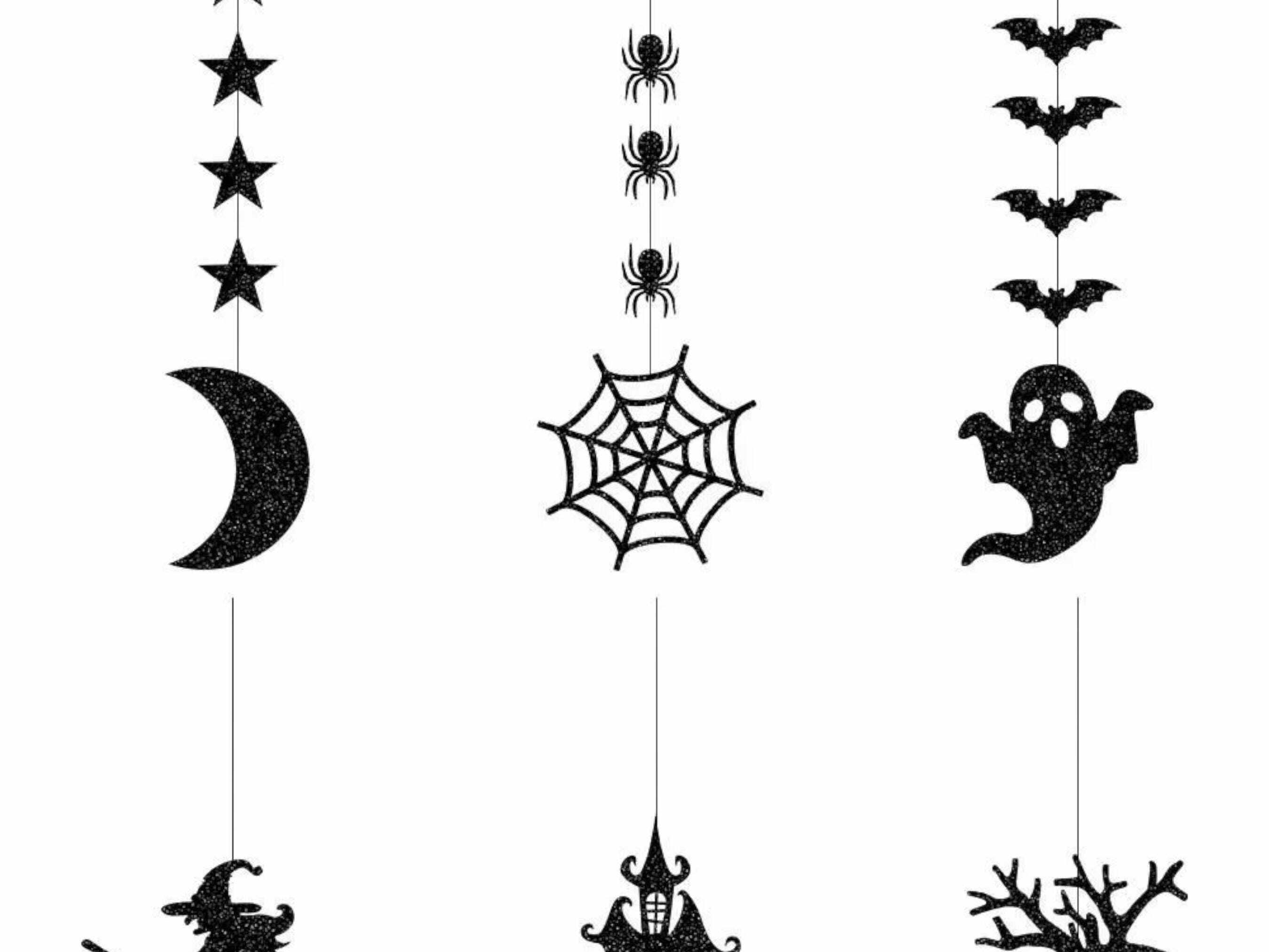 6pcs Halloween Hanging Banner Garland - Spooky Spider, Witch, Ghost, Bat Decor Festive Celebrations