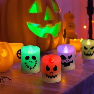 6pcs Halloween LED Ghost & Pumpkin Candle Lights - Perfect for Spooky Parties & Home Decor