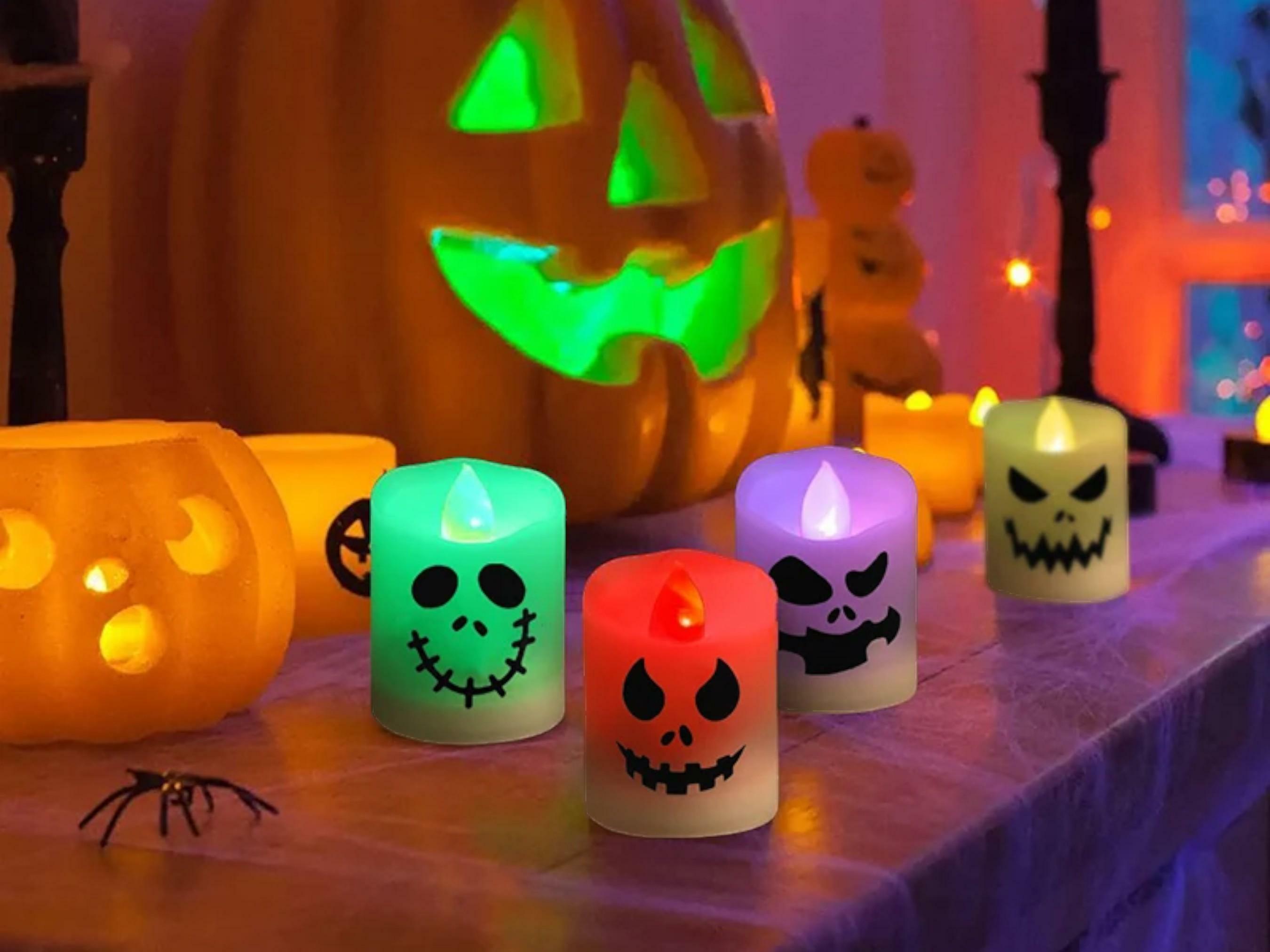 6pcs Halloween LED Ghost & Pumpkin Candle Lights - Perfect for Spooky Parties & Home Decor