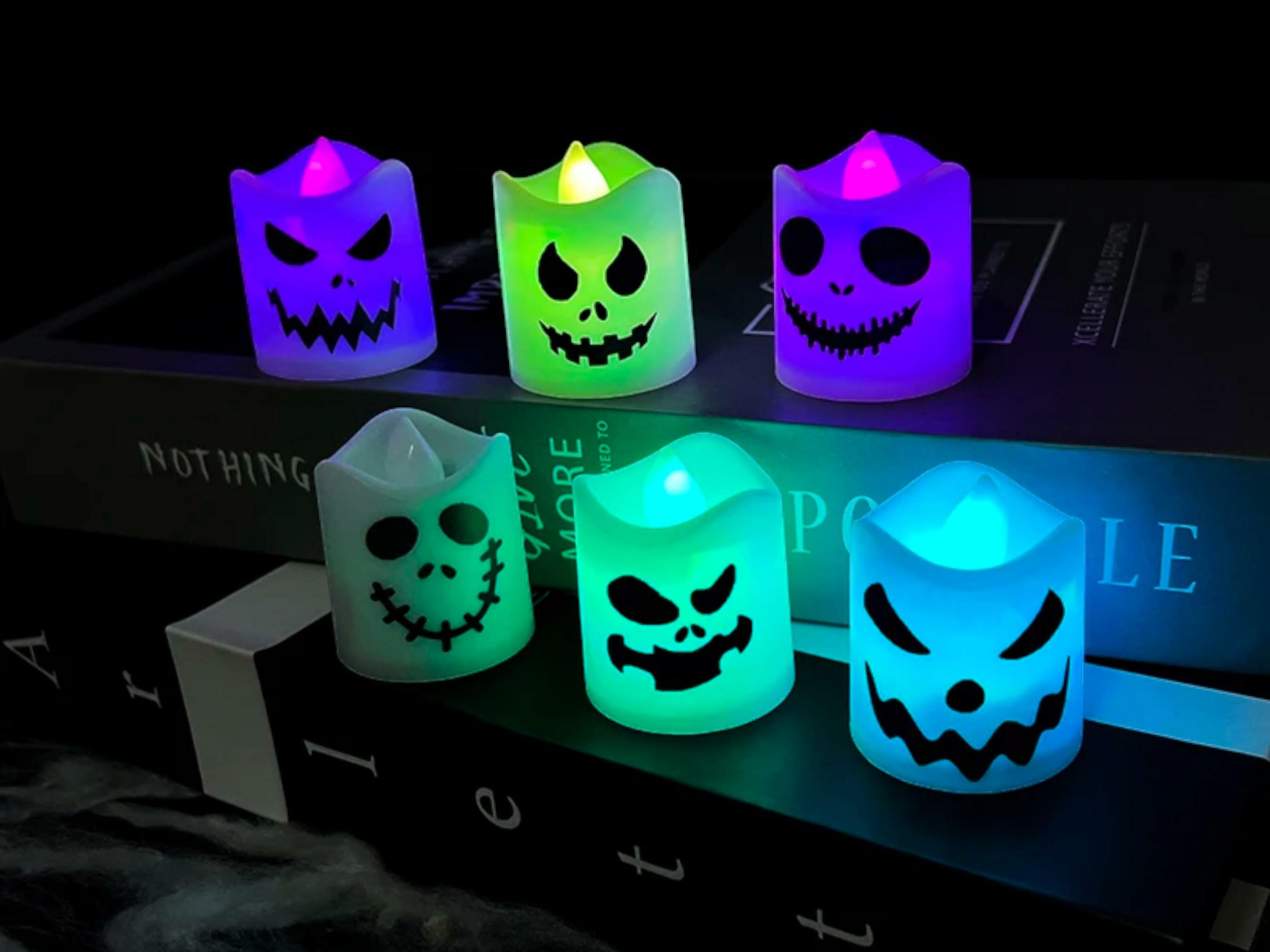 6pcs Halloween LED Ghost & Pumpkin Candle Lights - Perfect for Spooky Parties & Home Decor