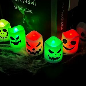 6pcs Halloween LED Ghost & Pumpkin Candle Lights - Perfect for Spooky Parties & Home Decor