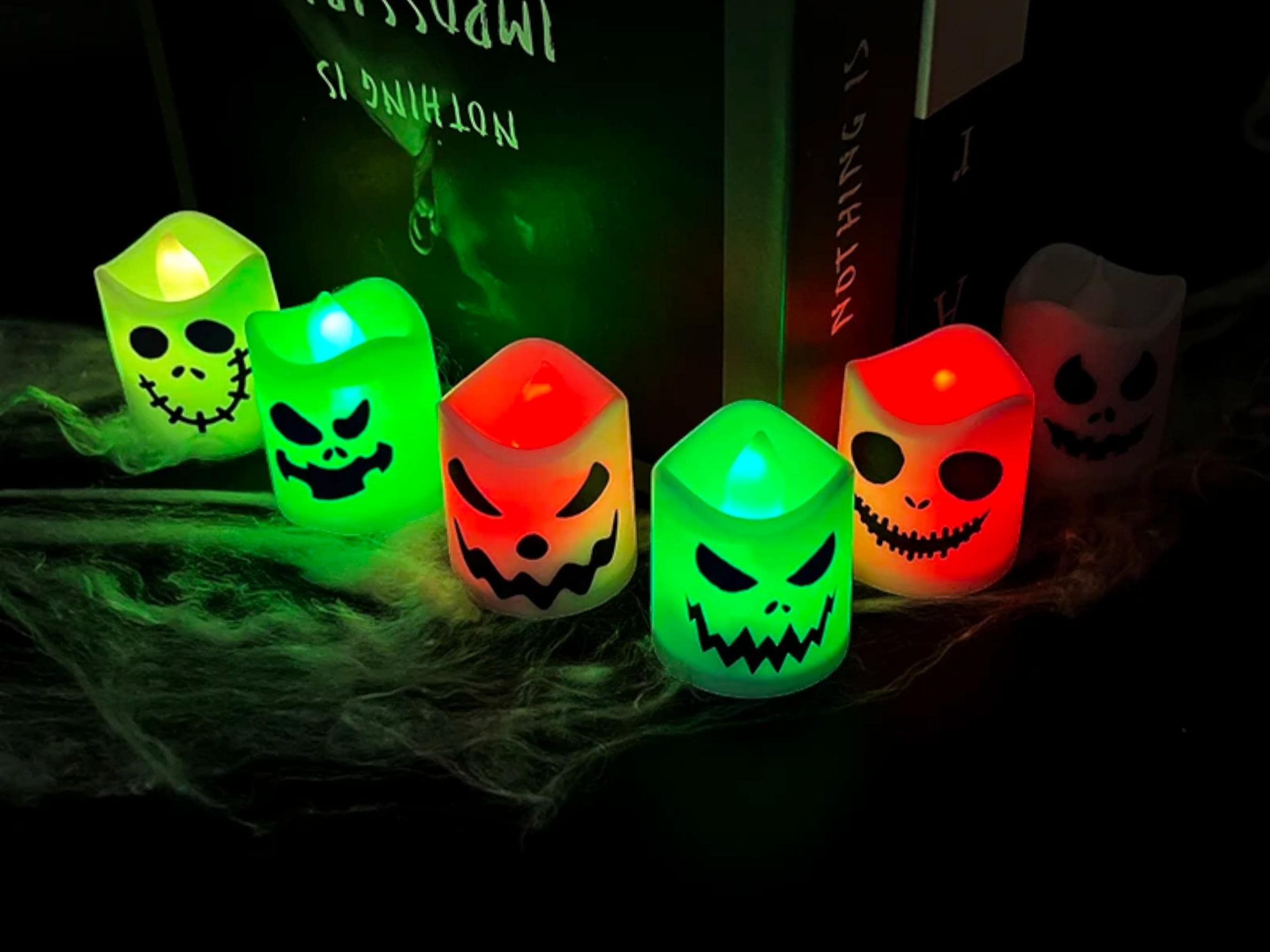 6pcs Halloween LED Ghost & Pumpkin Candle Lights - Perfect for Spooky Parties & Home Decor