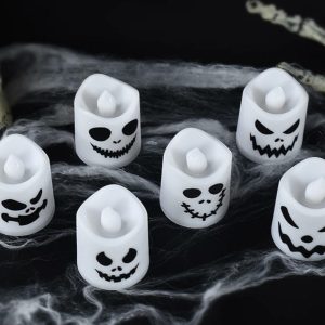 6pcs Halloween LED Ghost & Pumpkin Candle Lights - Perfect for Spooky Parties & Home Decor