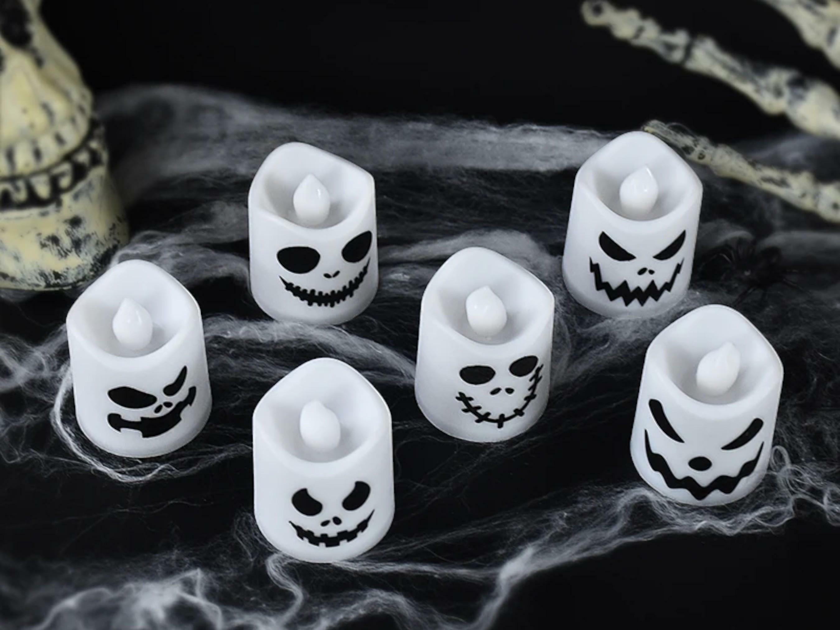 6pcs Halloween LED Ghost & Pumpkin Candle Lights - Perfect for Spooky Parties & Home Decor