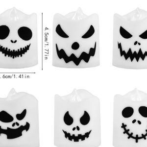 6pcs Halloween LED Ghost & Pumpkin Candle Lights - Perfect for Spooky Parties & Home Decor