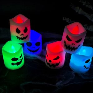 6pcs Halloween LED Ghost & Pumpkin Candle Lights - Perfect for Spooky Parties & Home Decor