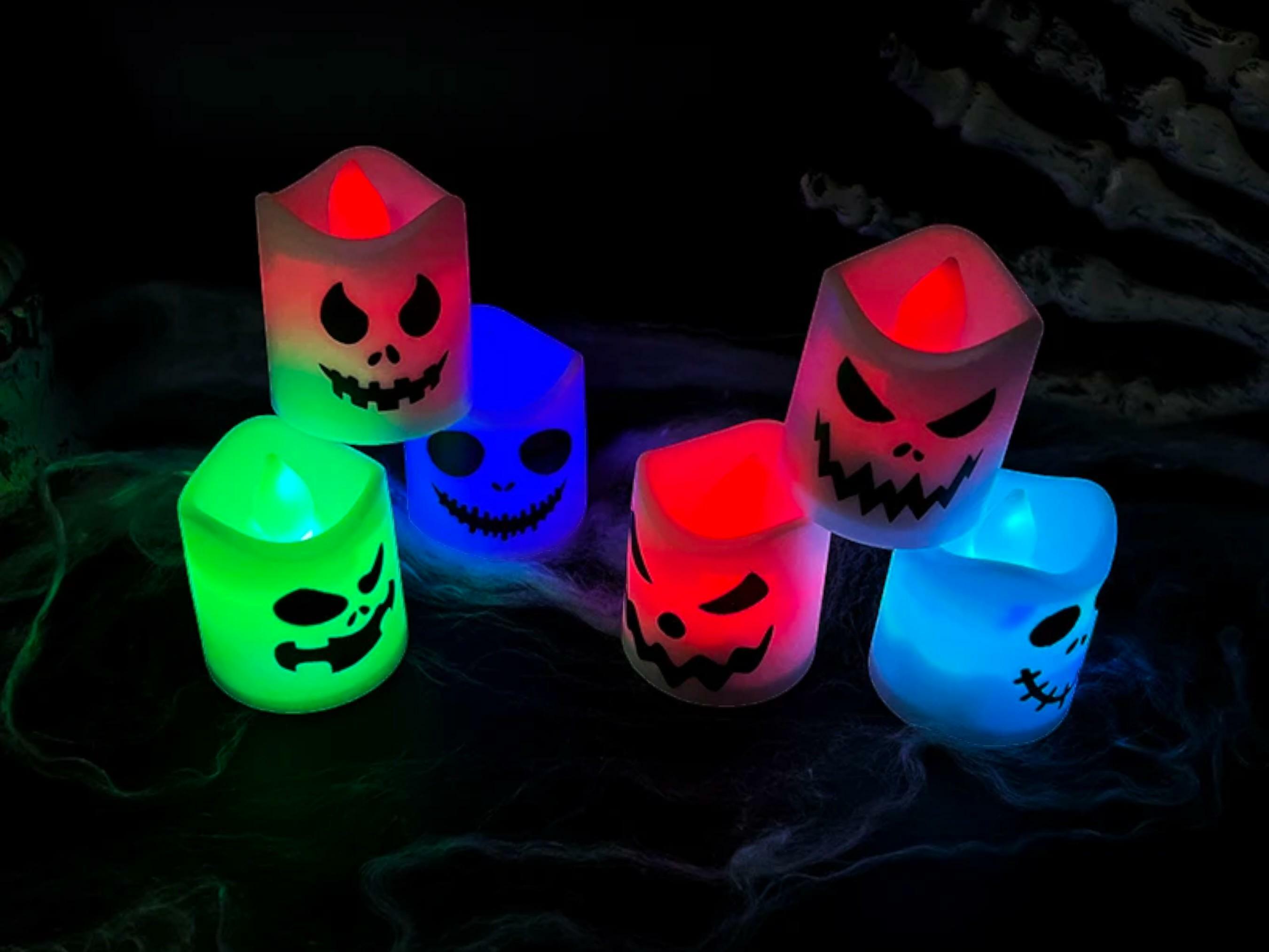 6pcs Halloween LED Ghost & Pumpkin Candle Lights - Perfect for Spooky Parties & Home Decor