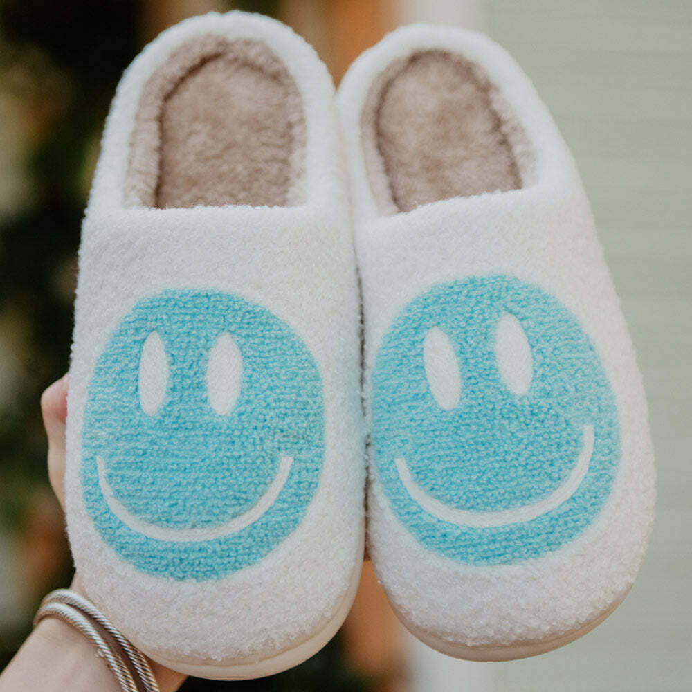 Aqua Happy Face Slippers - Perfect Gift for Loved OnesHoliday Season