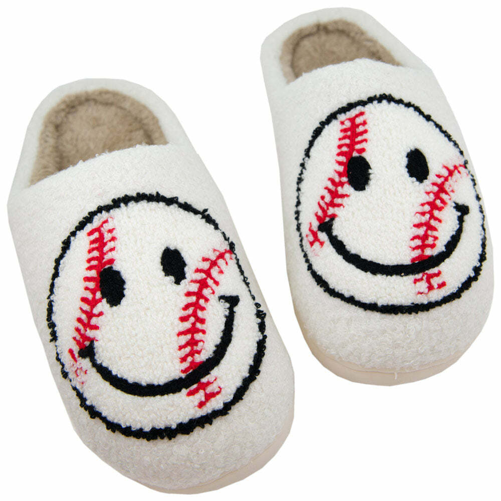 Baseball Happy Face Slippers - Perfect Gift for Halloween, Christmas, Valentine