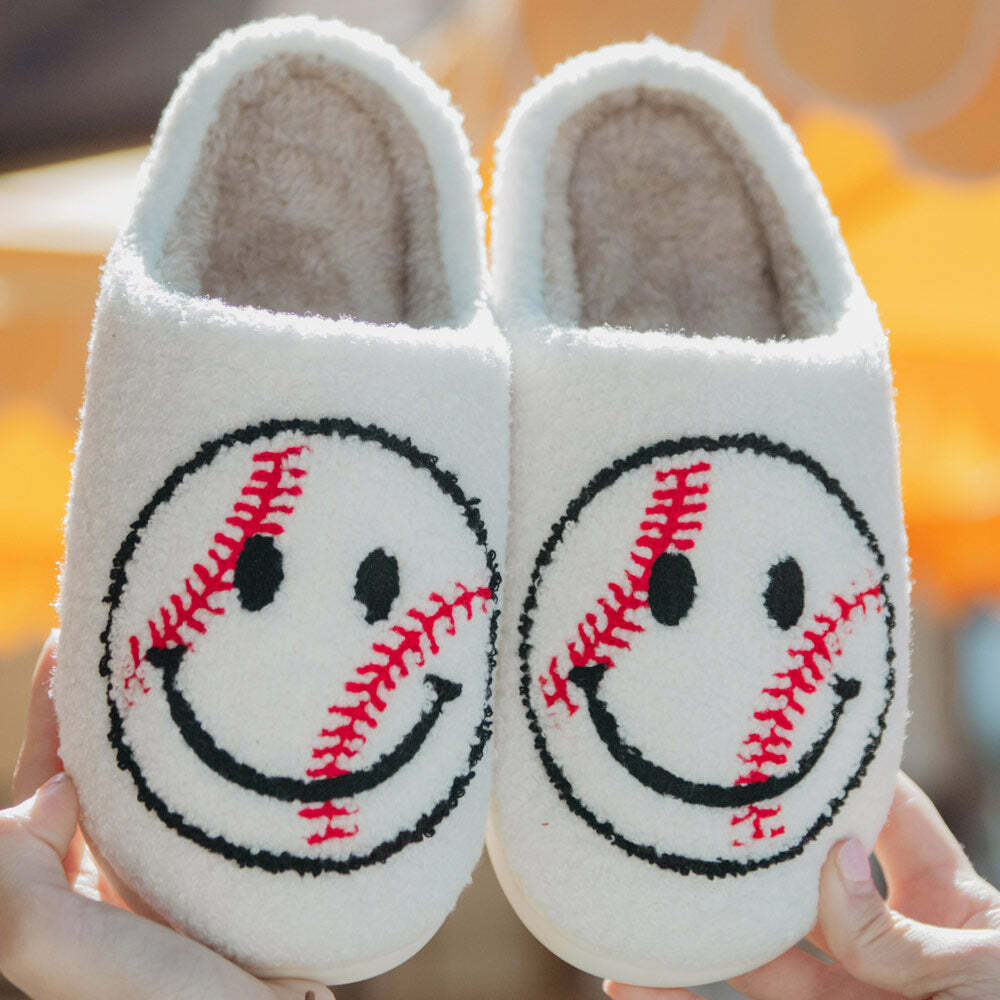 Baseball Happy Face Slippers - Perfect Gift for Halloween, Christmas, Valentine