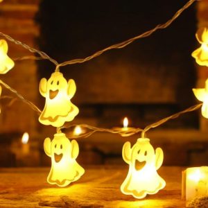 Battery-Powered Ghost LED String Lights - Perfect for Halloween Parties and Indoor Decor