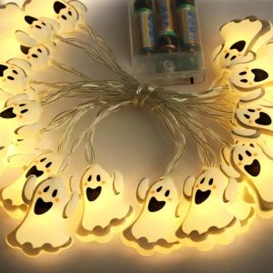 Battery-Powered Ghost LED String Lights - Perfect for Halloween Parties and Indoor Decor