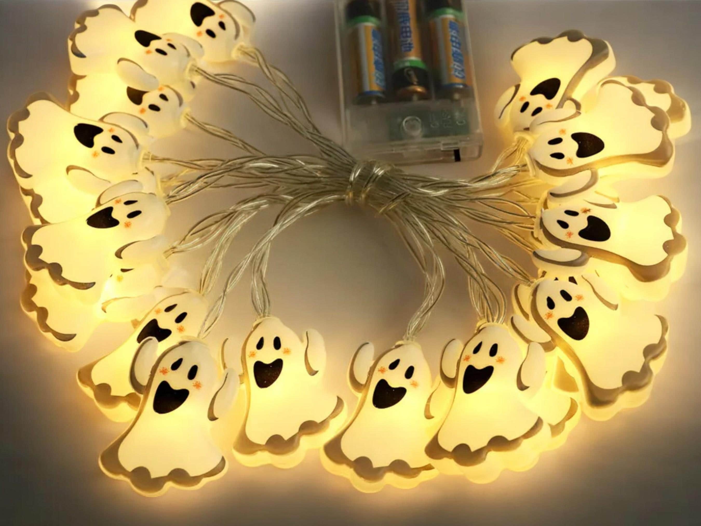 Battery-Powered Ghost LED String Lights - Perfect for Halloween Parties and Indoor Decor