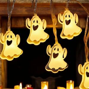 Battery-Powered Ghost LED String Lights - Perfect for Halloween Parties and Indoor Decor