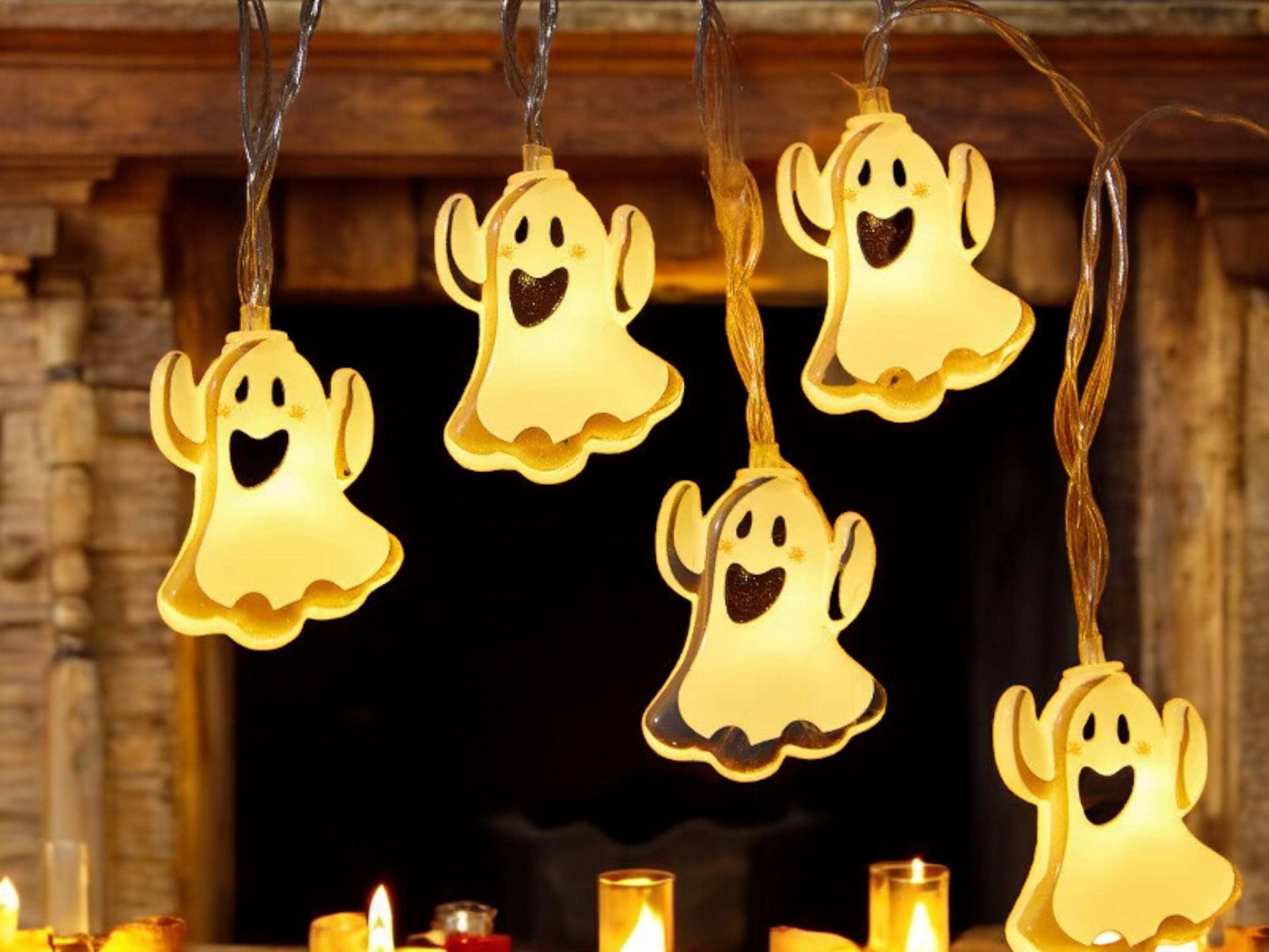 Battery-Powered Ghost LED String Lights - Perfect for Halloween Parties and Indoor Decor