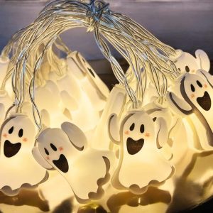 Battery-Powered Ghost LED String Lights - Perfect for Halloween Parties and Indoor Decor