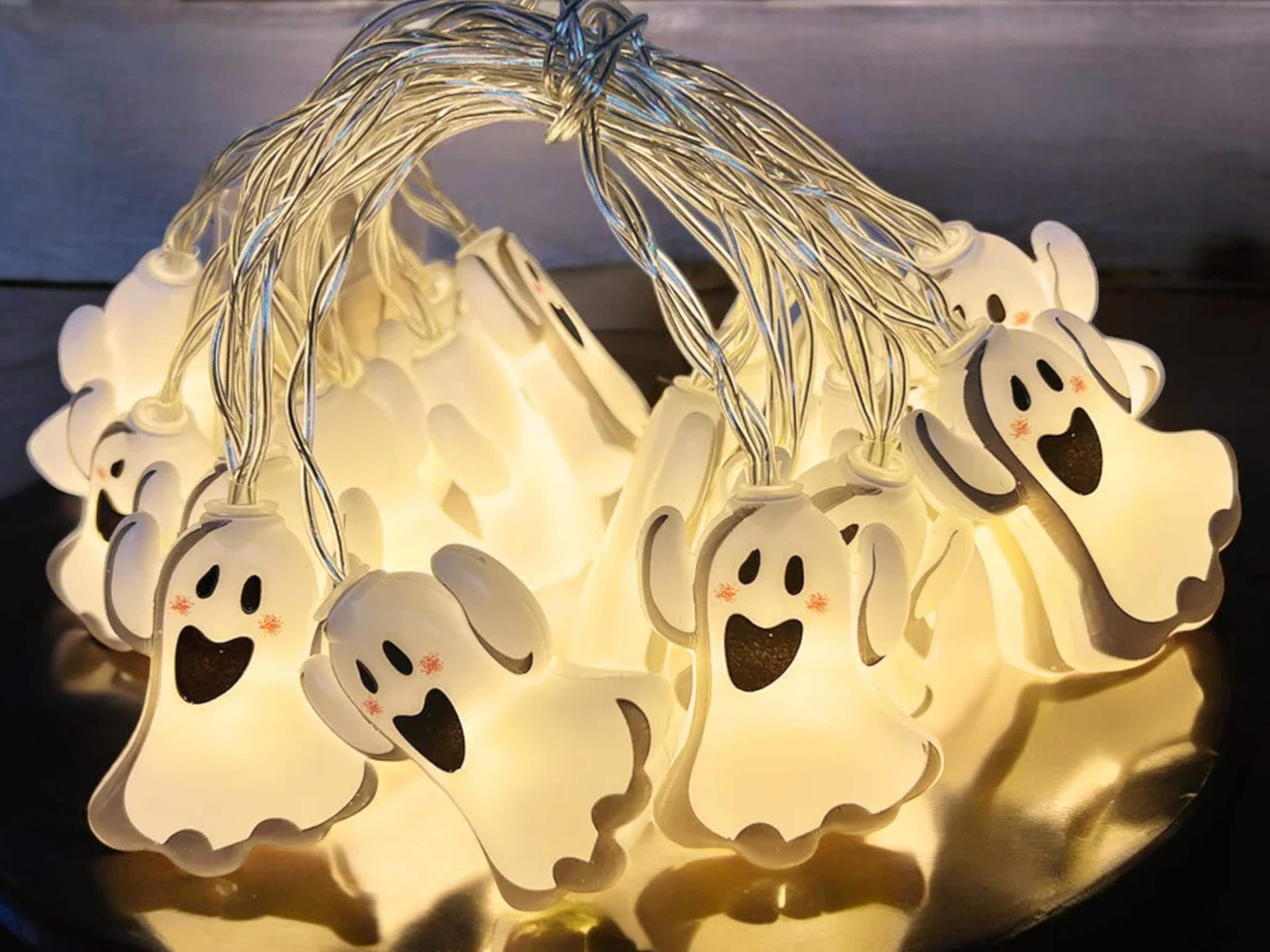 Battery-Powered Ghost LED String Lights - Perfect for Halloween Parties and Indoor Decor