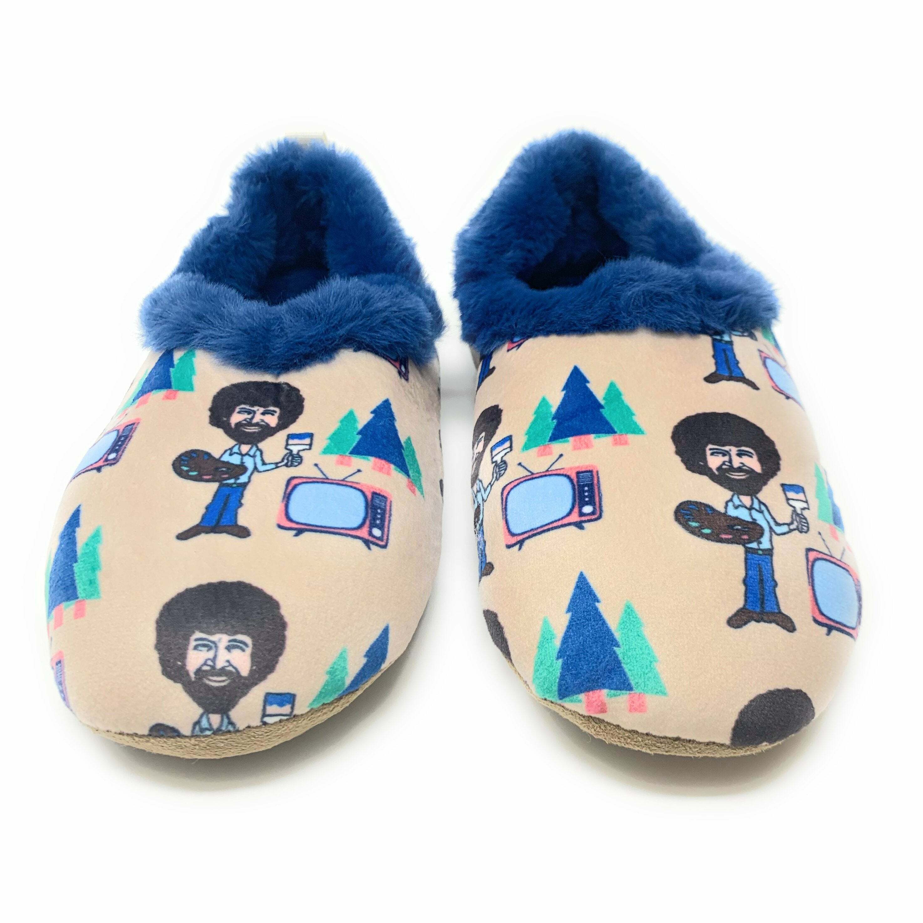 Bob Ross Inspired Cozy Slippers - Perfect Gift for Halloween, Christmas, Valentine