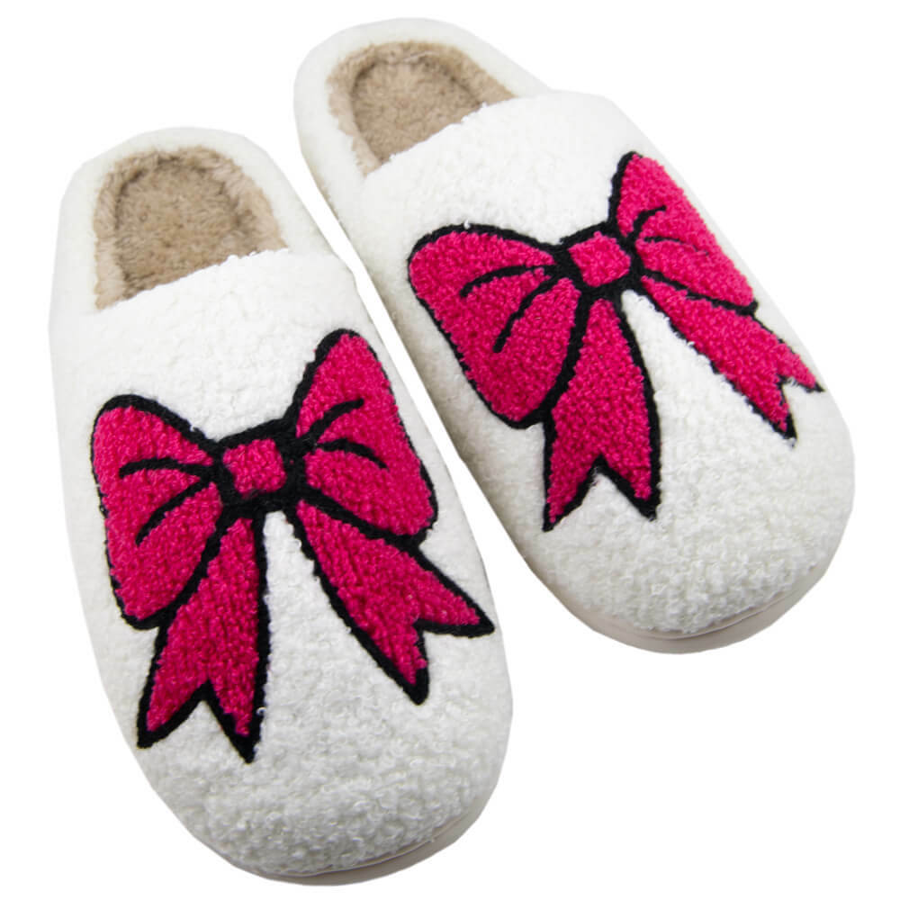 Chic Hot Pink Bow Slippers - Perfect Gift for Loved OnesHoliday Season