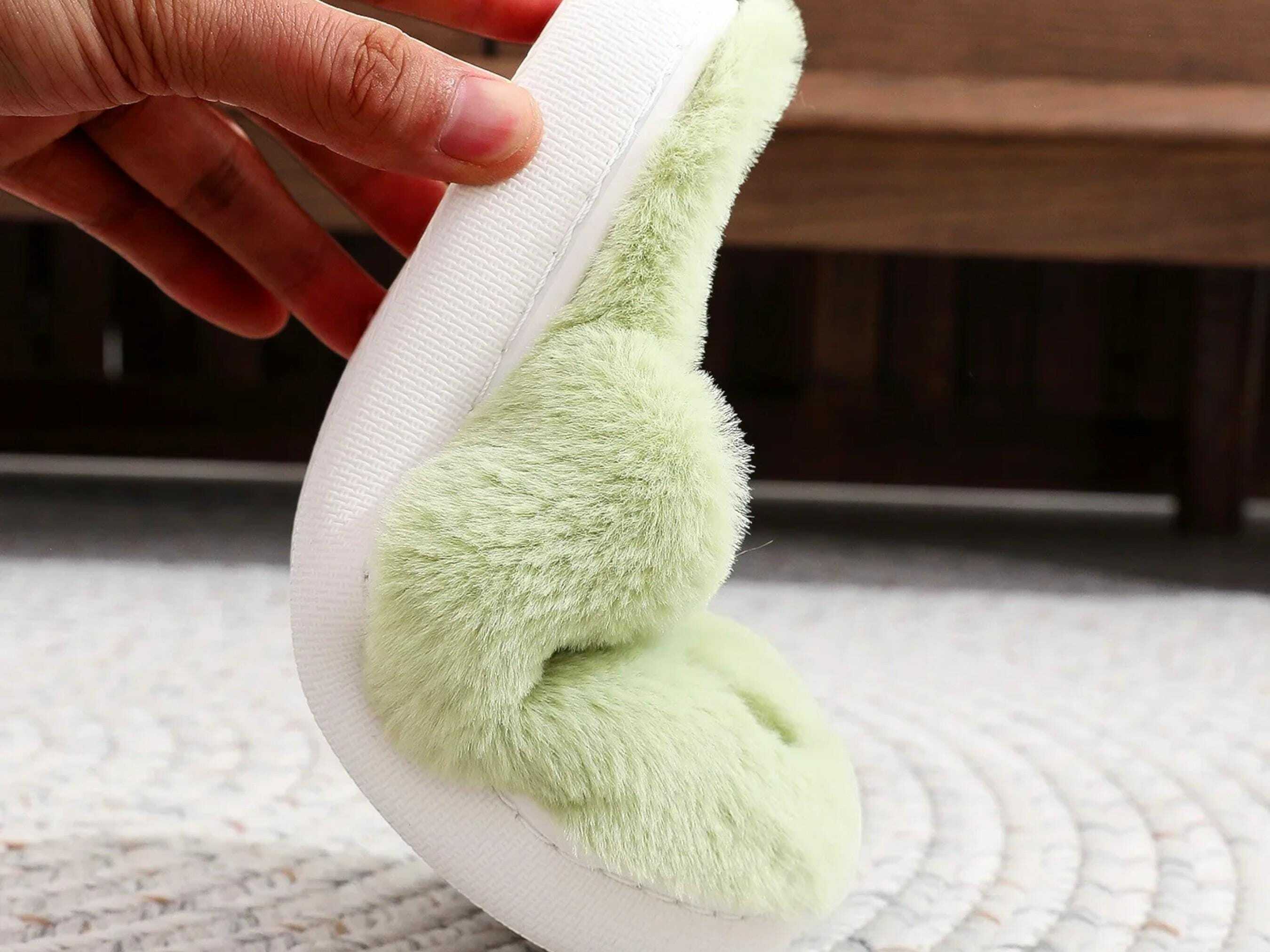 Christmas Green Monster Plush Slippers - Cozy Non-Slip Cotton Shoes for Women - Ideal Holiday Gift