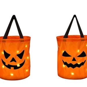 Collapsible LED Light Pumpkin Candy Bag - Perfect for Halloween and Thanksgiving Celebrations