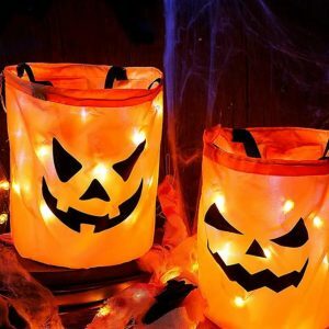 Collapsible LED Light Pumpkin Candy Bag - Perfect for Halloween and Thanksgiving Celebrations