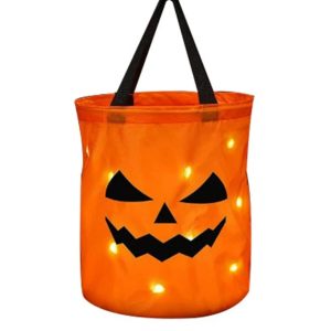 Collapsible LED Light Pumpkin Candy Bag - Perfect for Halloween and Thanksgiving Celebrations