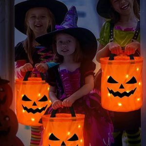 Collapsible LED Light Pumpkin Candy Bag - Perfect for Halloween and Thanksgiving Celebrations