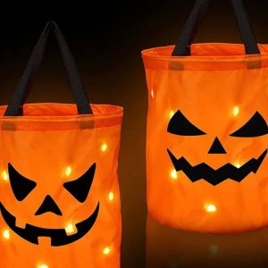 Collapsible LED Light Pumpkin Candy Bag - Perfect for Halloween and Thanksgiving Celebrations