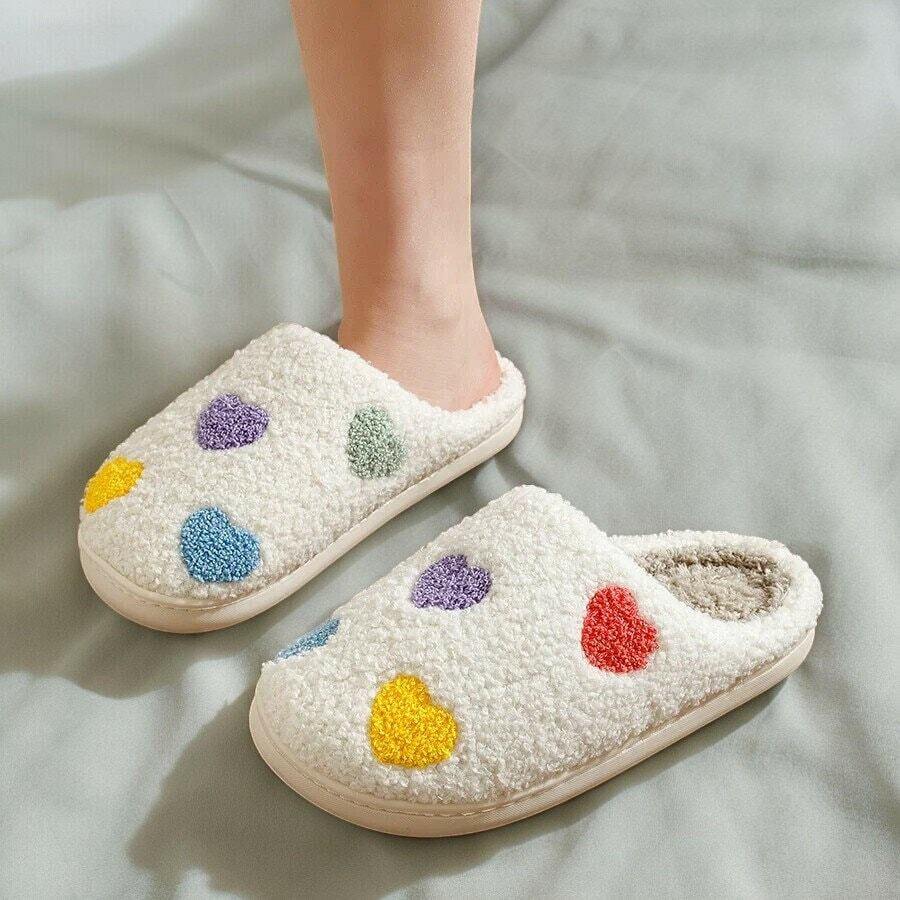 Colorful Heart Slippers, Cute LGBTQ Slides - Perfect Cozy Gift for Holidays and Winter Fun