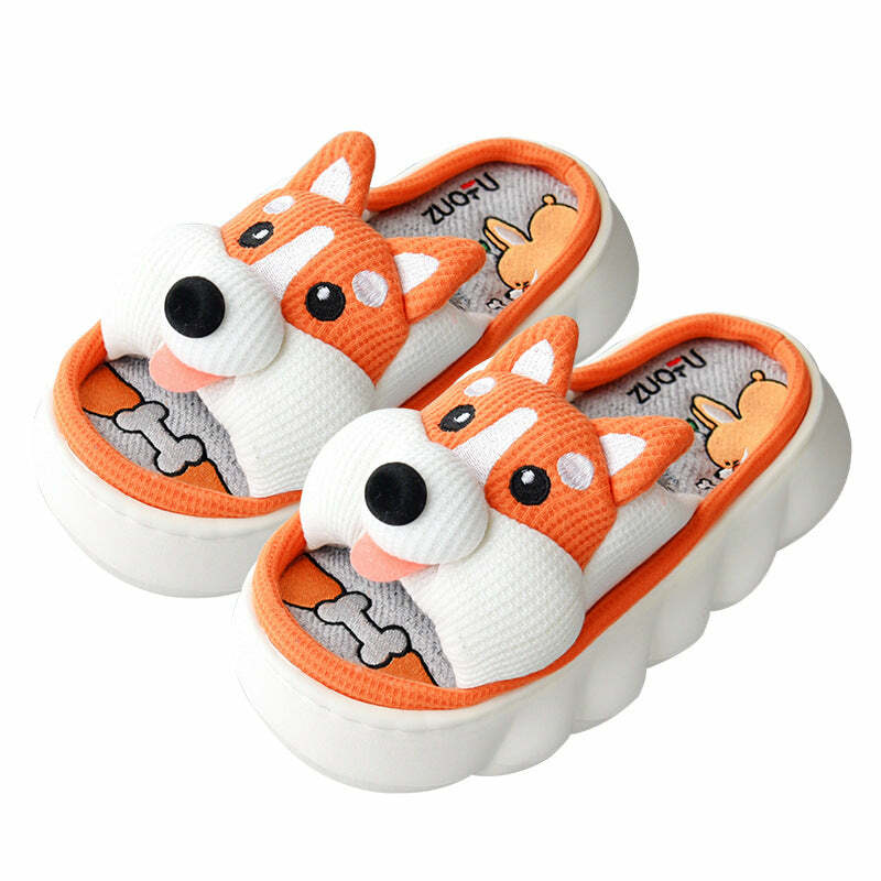 Corgi Slippers - Cozy and Cute Footwear, Perfect Gift for Halloween, Christmas, Valentine