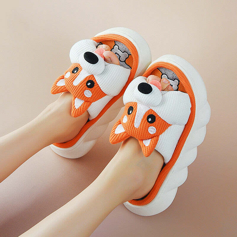 Corgi Slippers - Cozy and Cute Footwear, Perfect Gift for Halloween, Christmas, Valentine