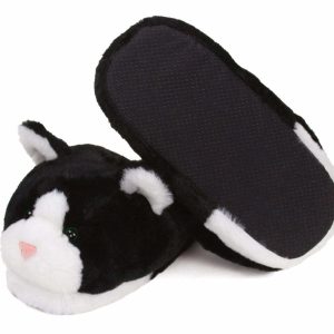 Cozy Black and White Kitty Slippers - Perfect Gift for Halloween, Christmas, Valentine