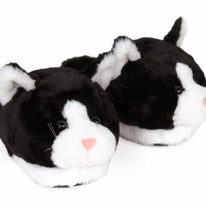 Cozy Black and White Kitty Slippers - Perfect Gift for Halloween, Christmas, Valentine