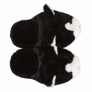 Cozy Black and White Kitty Slippers - Perfect Gift for Halloween, Christmas, Valentine