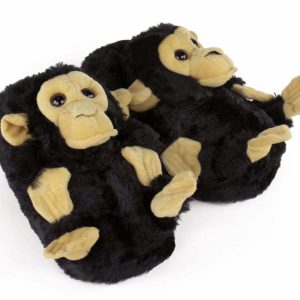 Cozy Black Monkey Slippers - Perfect Gift for Halloween, Christmas, Valentine