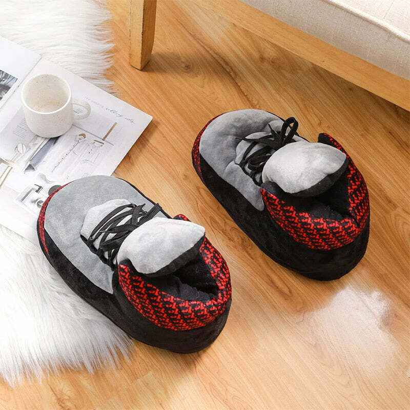 Cozy Black Sneaker Slippers - Perfect Gift for Halloween, Christmas, Valentine